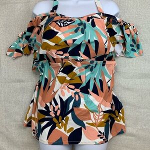 Raisins Curve Women's Off-Shoulder Tankini Top Size 24W